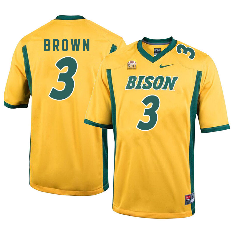 Men #3 Jaxon Brown North Dakota State Bison College Football Jerseys Sale-Yellow